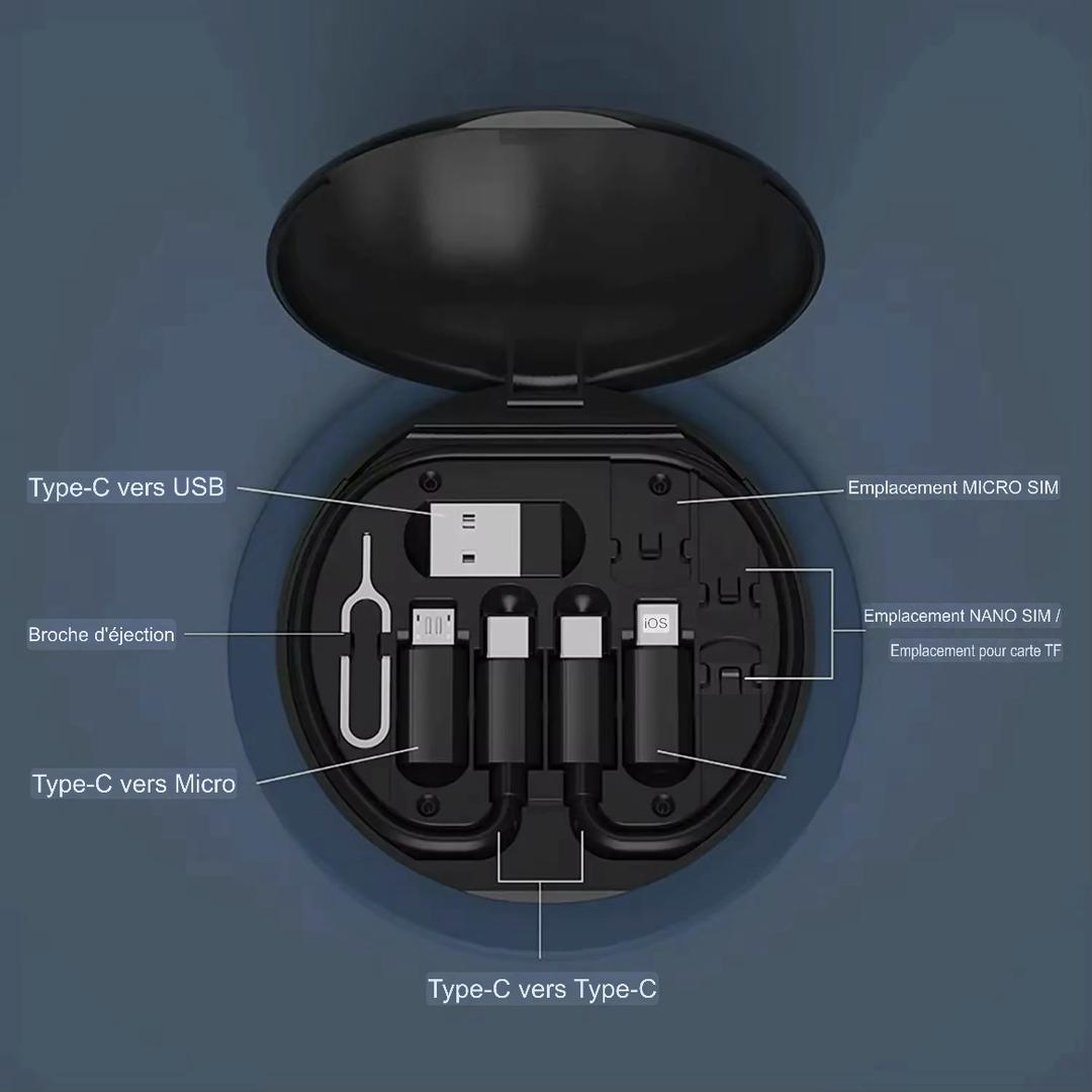 Kit de Câble Multifonction 6 -en-1 avec Support Téléphone - Charge
Rapide et Pratique !